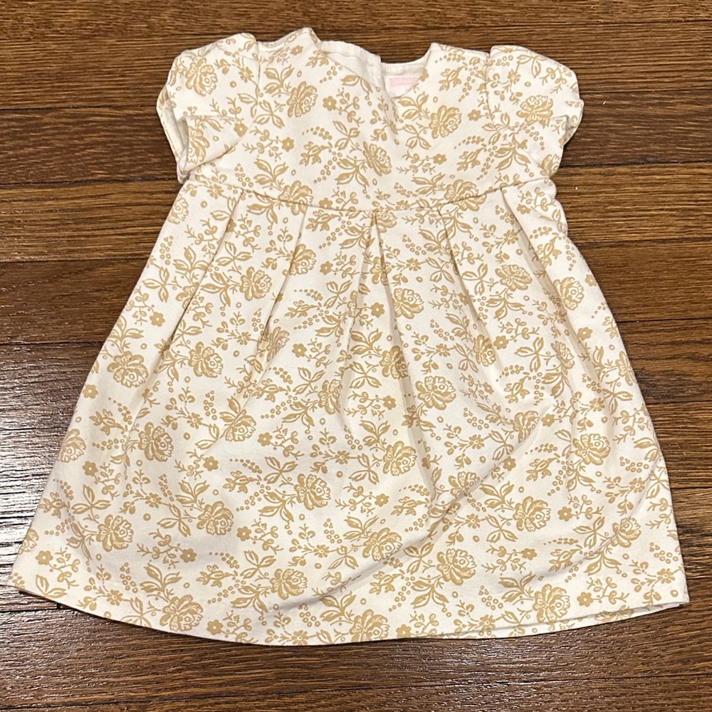 Janie and Jack Cream and Gold Floral Dress